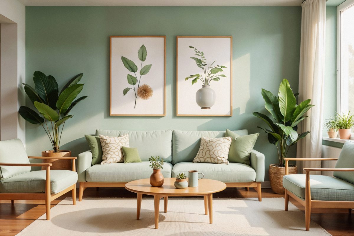 Le vert, couleur élégante pour un salon contemporain